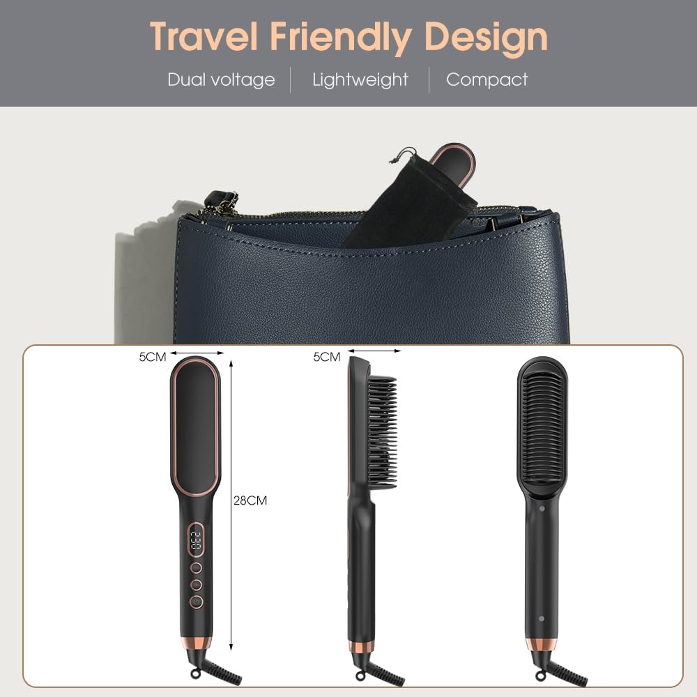 Professional Hair Straightener Comb | Quick Heating & Anti-Frizz Styling