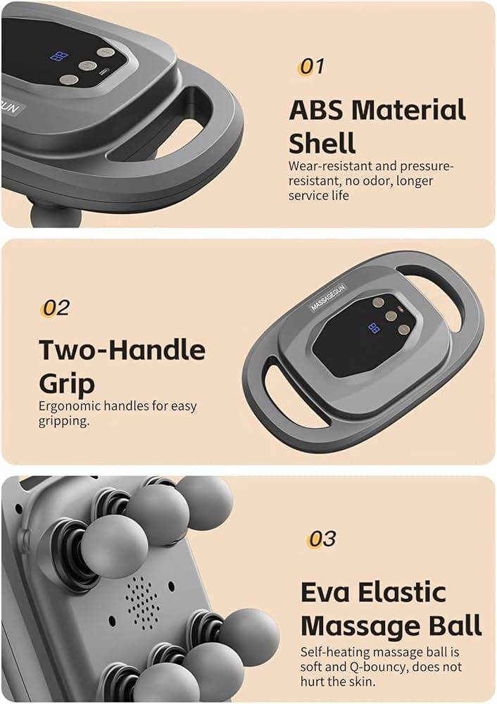 Deep Tissue Massage Gun 6 Heads Massager with 20 Levels 6 Massage Modes for Back Neck Leg Full Body Muscle Pain Relief Massager