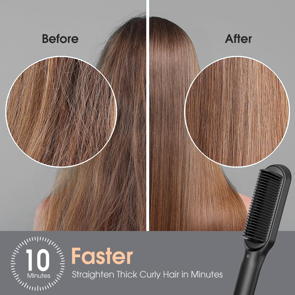 Professional Hair Straightener Comb | Quick Heating & Anti-Frizz Styling