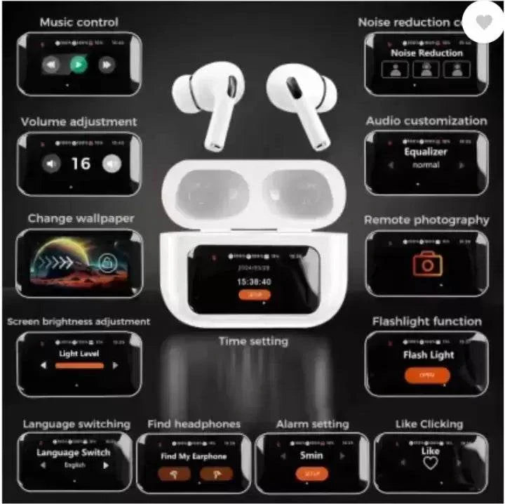 New A9 Pro Apple Airpods ANC/ENC Noise Reduction, Touch Control Wireless Airbuds